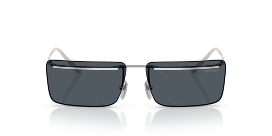 Prada PRC53S Rectangle Sunglasses in Solid Grey Lenses With Silver Frame, front view