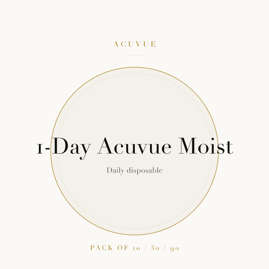 1-Day Acuvue Moist Contact Lenses on ivory plate