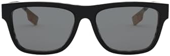 Burberry BE4293/S Square Sunglasses in Grey Lenses With Black Vintage Check Frame, front view