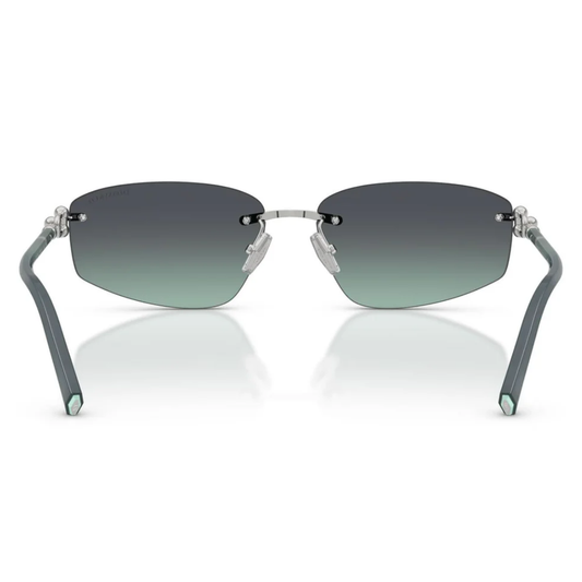 Tiffany & Co. TF3114 Rectangle Sunglasses in Azure To Dark Grey Gradient / Polished Silver, back view