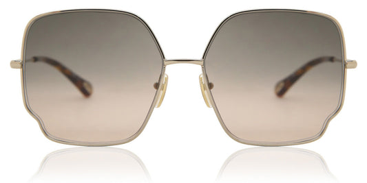 Chloe CH0092S Square Sunglasses in Brown/Shiny Gold, front view