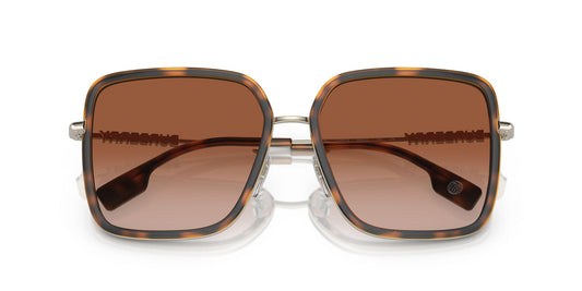 Burberry BE3145/S Square Sunglasses in Brown Gradient Lenses With Dark Havana Frame, detail view