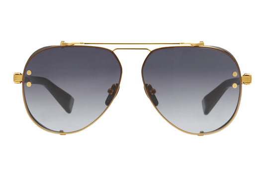 Balmain CAPTAINE Aviator Sunglasses in Grey Gradient Lenses With Gold Frame, detail view