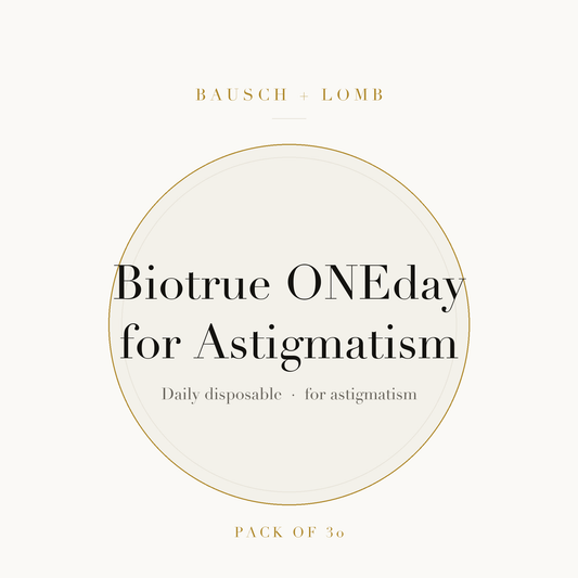Bausch + Lomb Biotrue ONEday for Astigmatism Contact Lenses on ivory plate