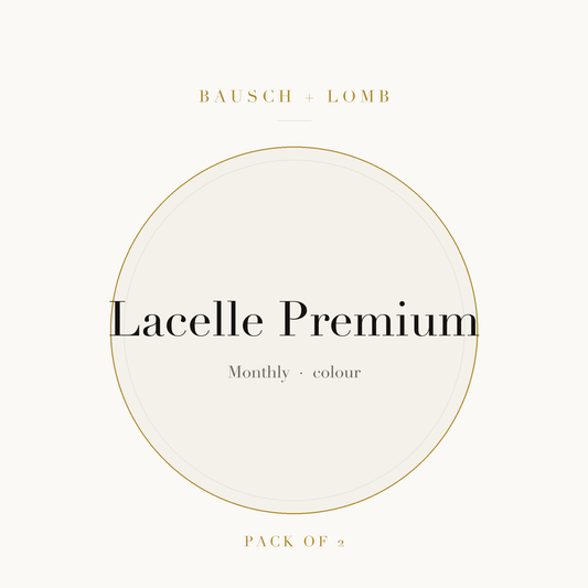 Bausch + Lomb Lacelle Premium Colour Contact Lenses on ivory plate