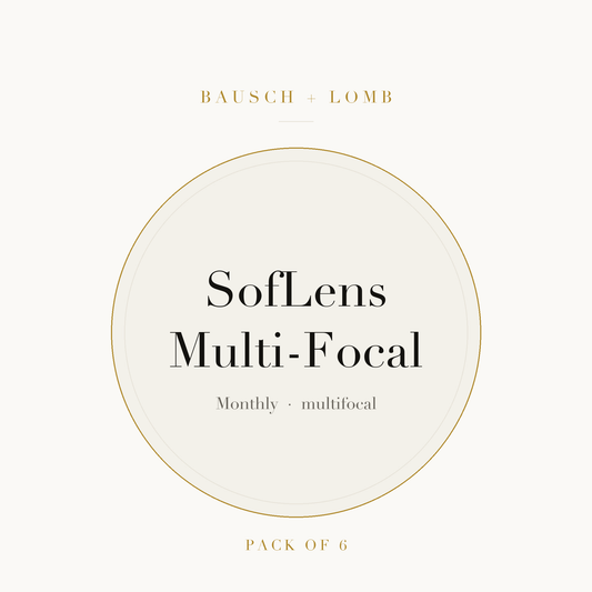 Bausch + Lomb SofLens Multi-Focal Contact Lenses on ivory plate