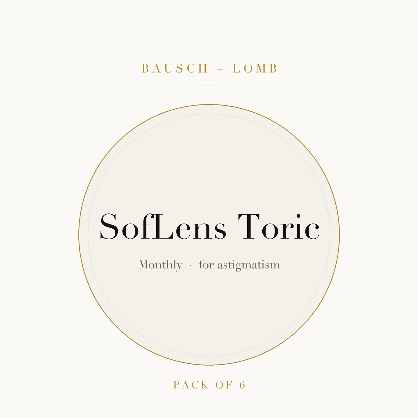 Bausch + Lomb SofLens Toric Contact Lenses on ivory plate