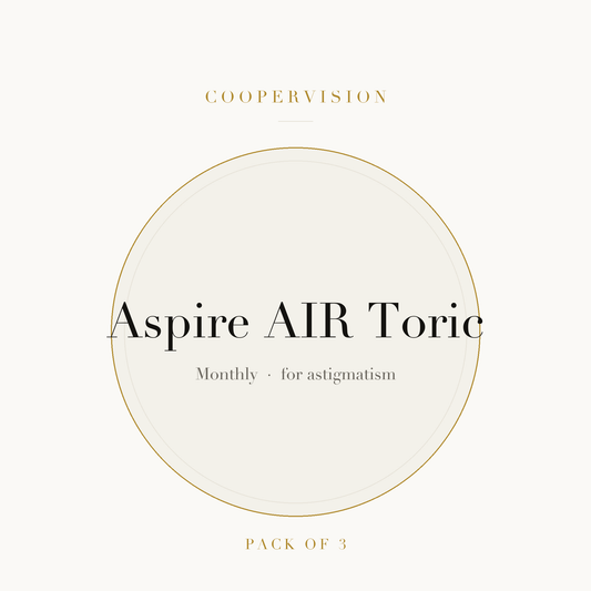 CooperVision Aspire AIR Toric Contact Lenses on ivory plate