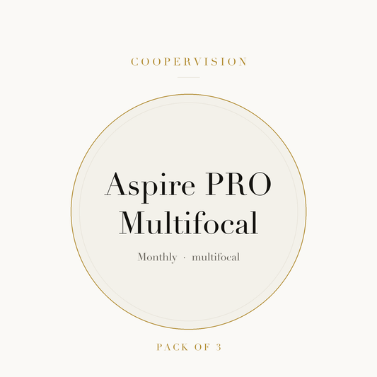 CooperVision Aspire PRO Multifocal Contact Lenses on ivory plate