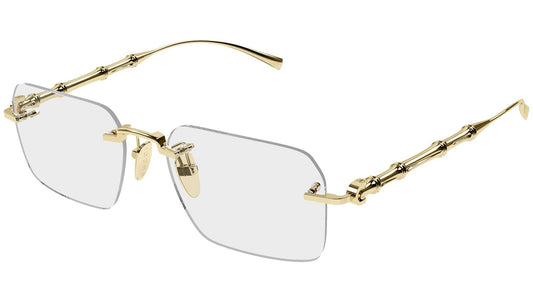 Gucci GG2154O Rectangle Eyeglasses in Clear Lenses With Gold Frame, angle view