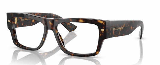 Dolce & Gabbana DG3379 Rectangle Eyeglasses in Dark Tortoise, angle view