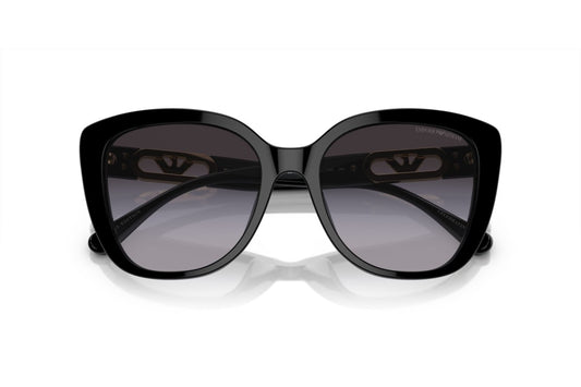 Emporio Armani EA4214U/S Cat Eye Sunglasses in Gradient Grey / Glossy Black, detail view