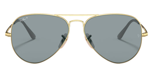 Ray-Ban RB3689 Aviator Sunglasses in Blue Gold, front view