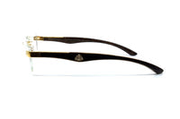 Maybach THE ARTIST III Rectangle Eyeglasses in Clear / Gold Plated Ebony Mother-Of-Pearl Walnut Burr, angle view