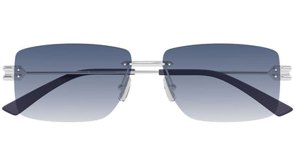 Bottega Veneta BV1126S Rectangle Sunglasses in Gradient Blue Lenses With Shiny Silver Frame, front view