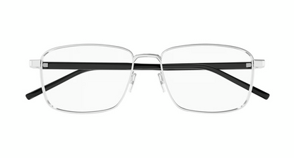 Saint Laurent SL666O Rectangle Eyeglasses in Silver, detail view