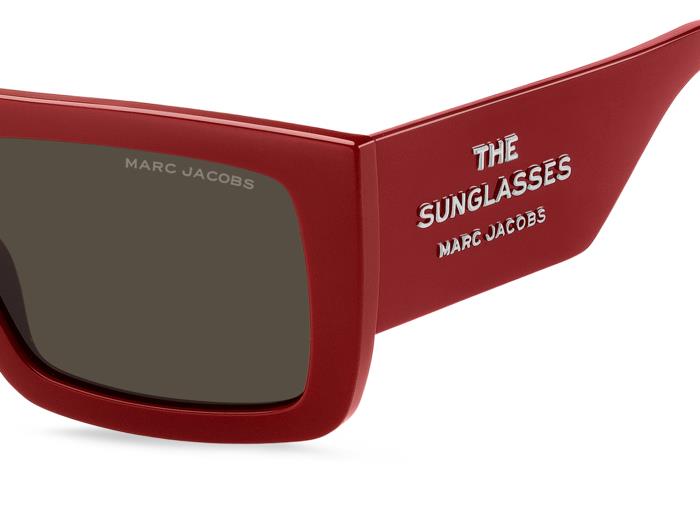 Marc Jacobs MARC775/S Rectangle Sunglasses in Grey / Red, angle view