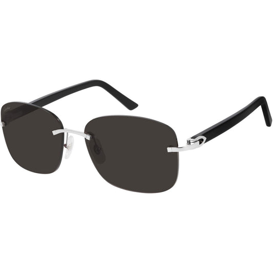 Cartier CT0227S Square Sunglasses in Gray Lenses With Silver Black Frame, angle view