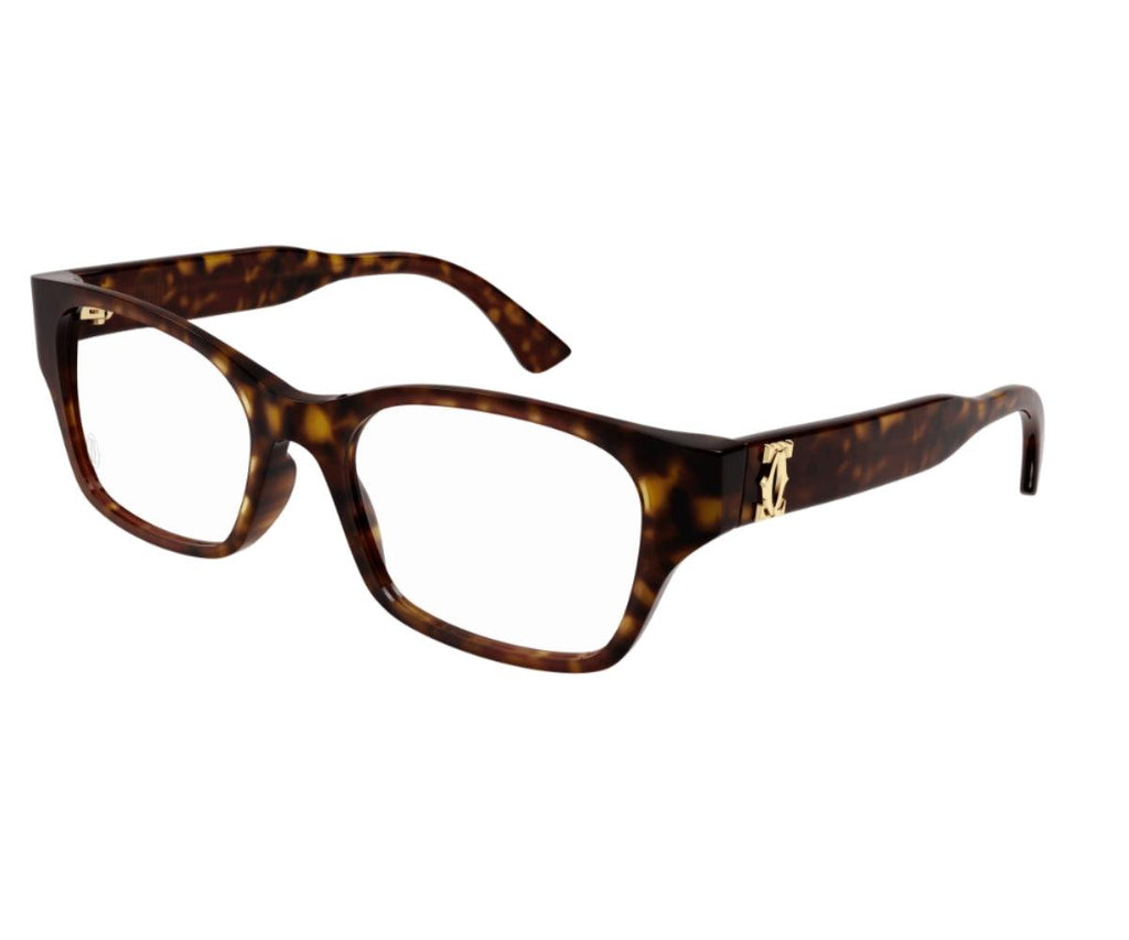 Cartier CT0316O Rectangle Eyeglasses in Demo Lenses With Havana Brown Frame, front view
