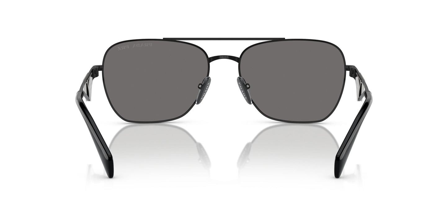 Prada PRA50S Round Sunglasses in Solid Grey Lenses With Black Frame, angle view