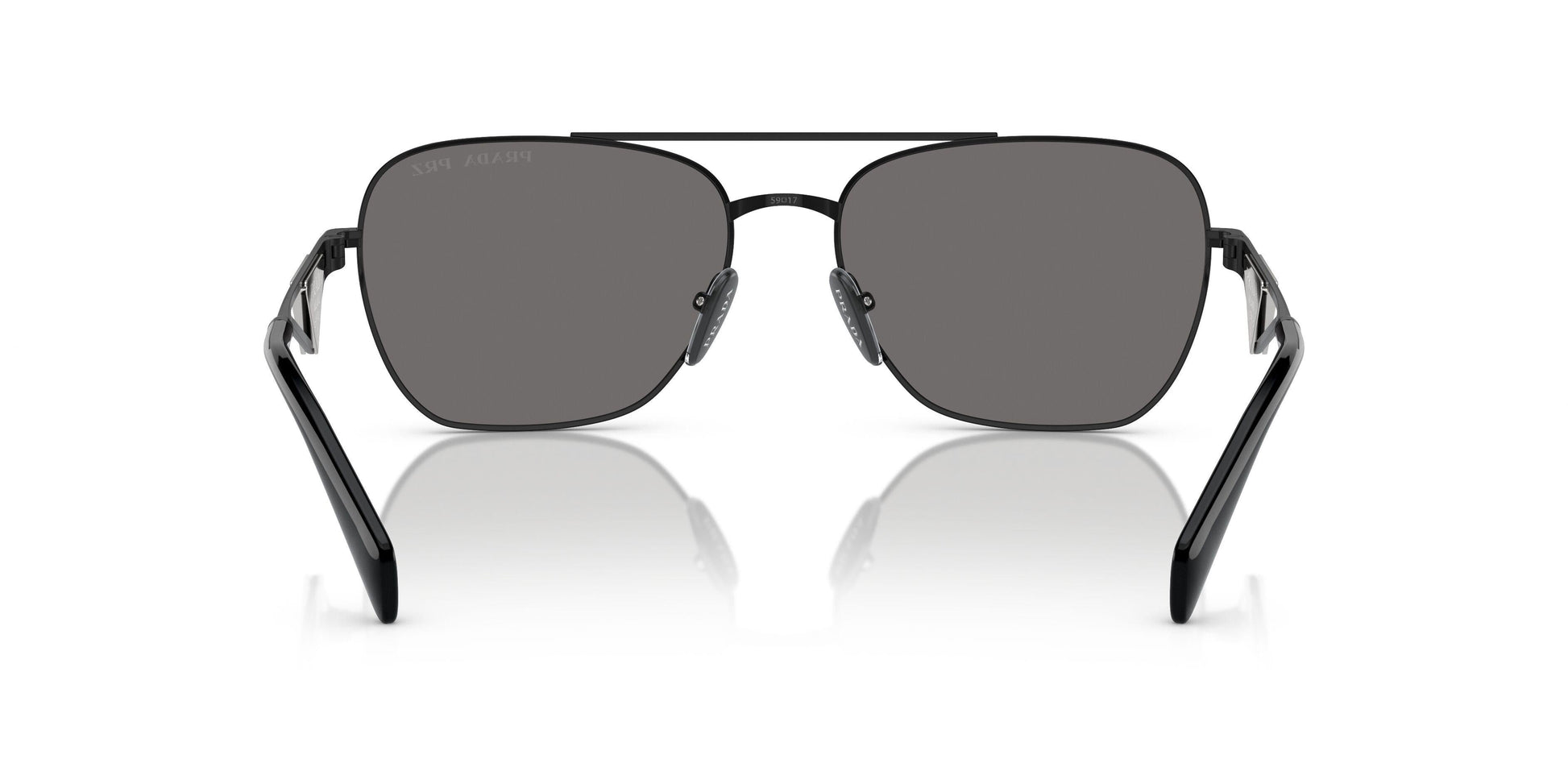 Prada PRA50S Round Sunglasses in Solid Grey Lenses With Black Frame, angle view