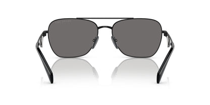Prada PRA50S Round Sunglasses in Solid Grey Lenses With Black Frame, angle view