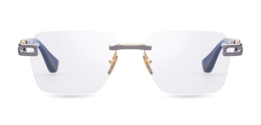 DITA META EVO RX Eyeglasses in Clear Antique Silver Blue Swirl, angle view