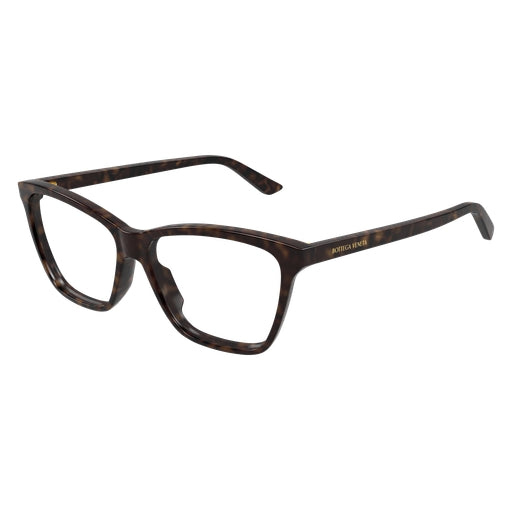 Bottega Veneta BV1421O Cat Eye Eyeglasses in Clear Lenses With Havana Frame, front view
