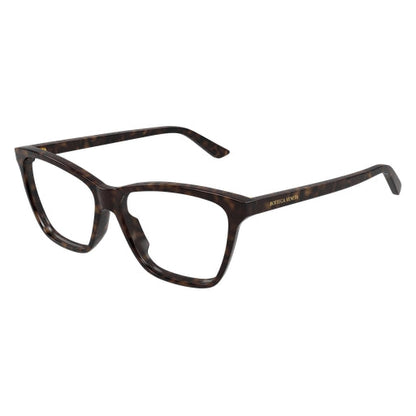 Bottega Veneta BV1421O Cat Eye Eyeglasses in Clear Lenses With Havana Frame, front view