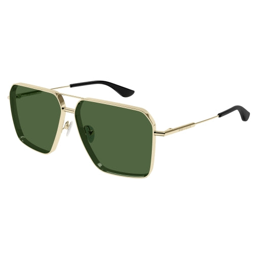 Alexander McQueen AM0500S Aviator Sunglasses in Green Lenses With Gold Frame, front view
