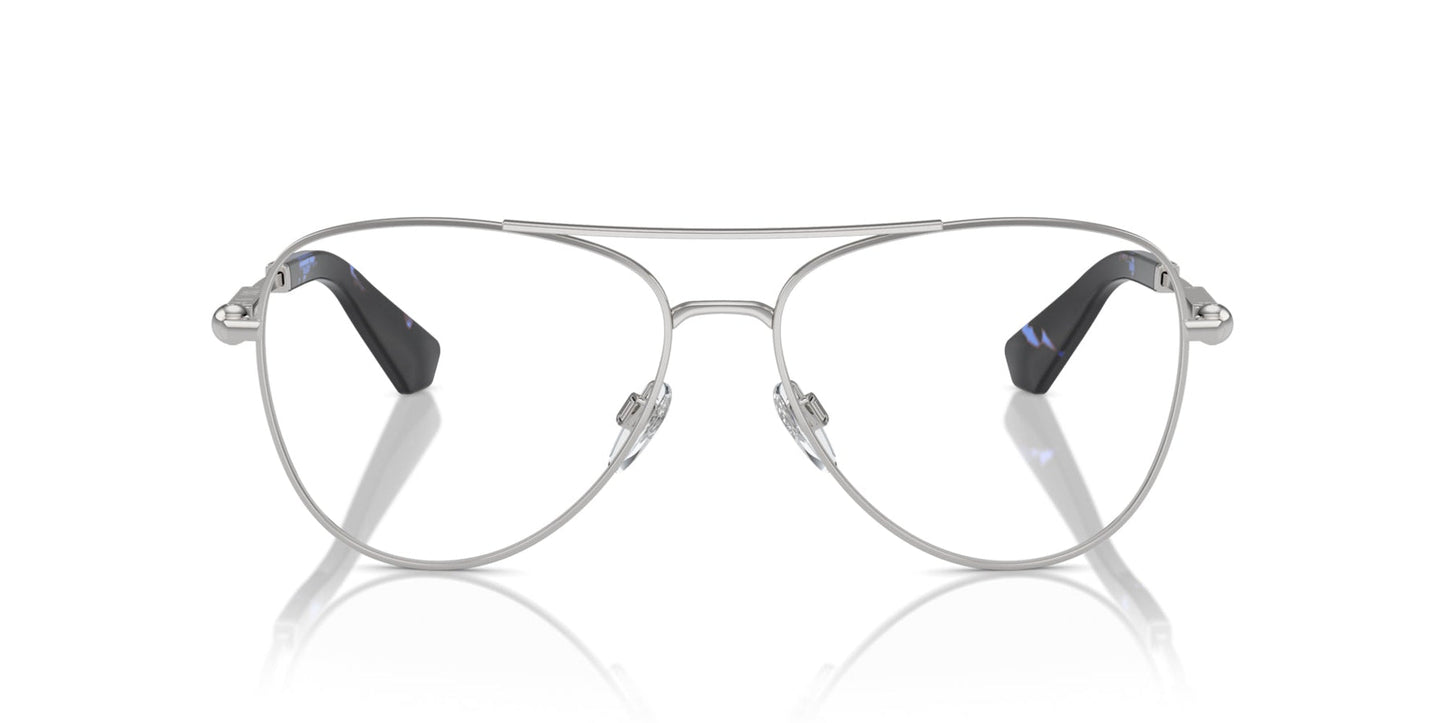 Burberry BE1386 Aviator Eyeglasses in Demo Lenses With Silver Frame, front view