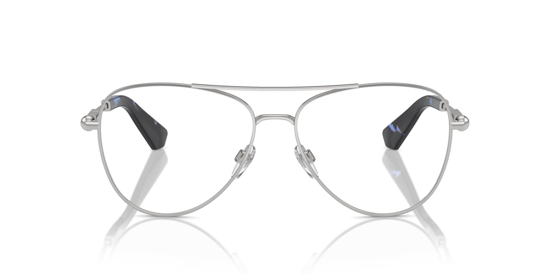 Burberry BE1386 Aviator Eyeglasses in Demo Lenses With Silver Frame, front view