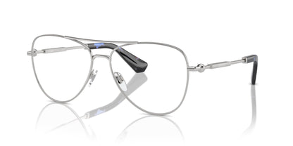 Burberry BE1386 Aviator Eyeglasses in Demo Lenses With Silver Frame, angle view