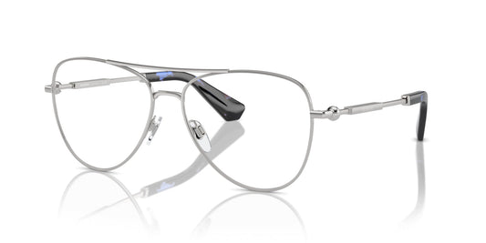 Burberry BE1386 Aviator Eyeglasses in Demo Lenses With Silver Frame, angle view