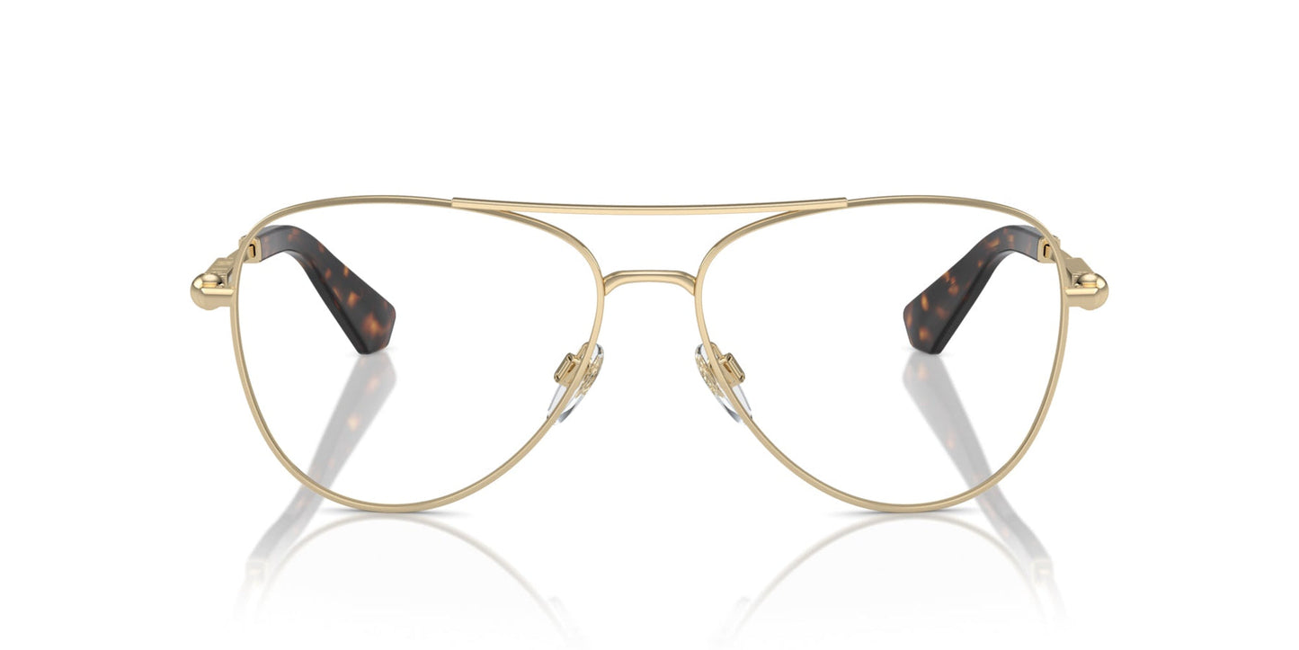 Burberry BE1386 Aviator Eyeglasses in Demo Lenses With Light Gold Frame, front view