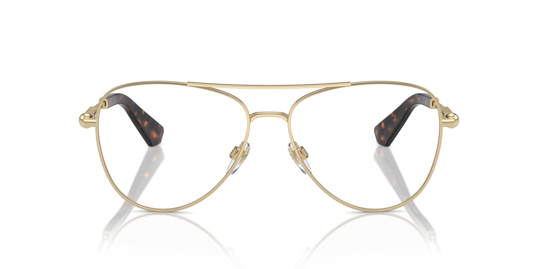 Burberry BE1386 Aviator Eyeglasses in Demo Lenses With Light Gold Frame, front view