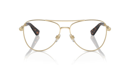 Burberry BE1386 Aviator Eyeglasses in Demo Lenses With Light Gold Frame, front view