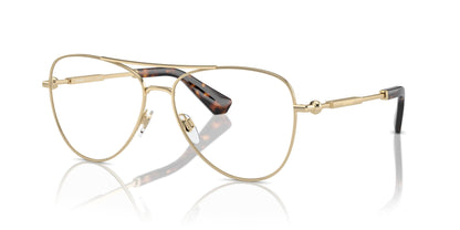 Burberry BE1386 Aviator Eyeglasses in Demo Lenses With Light Gold Frame, angle view