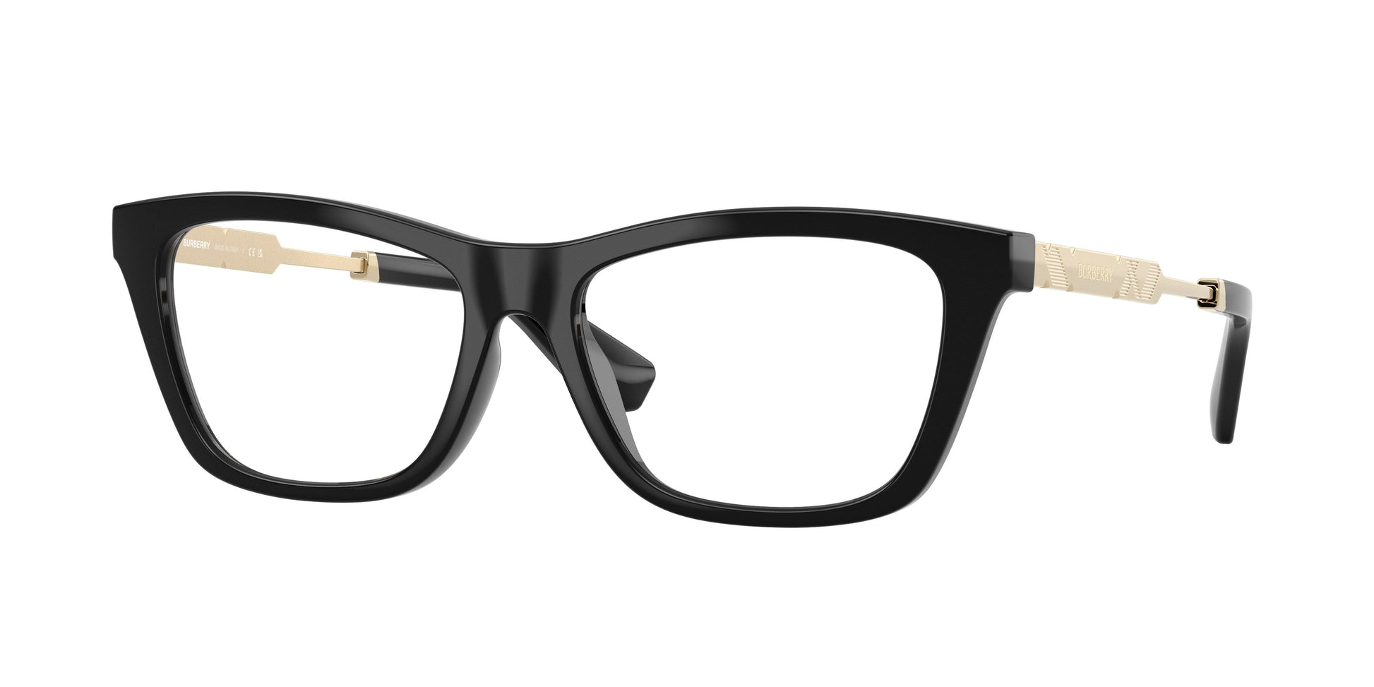 Burberry BE2442 Rectangle Eyeglasses in Demo Lenses With Black Frame, front view