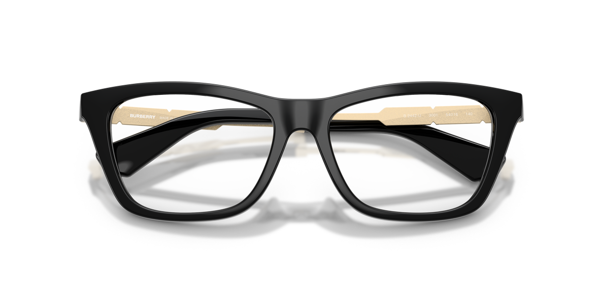 Burberry BE2442 Rectangle Eyeglasses in Demo Lenses With Black Frame, detail view