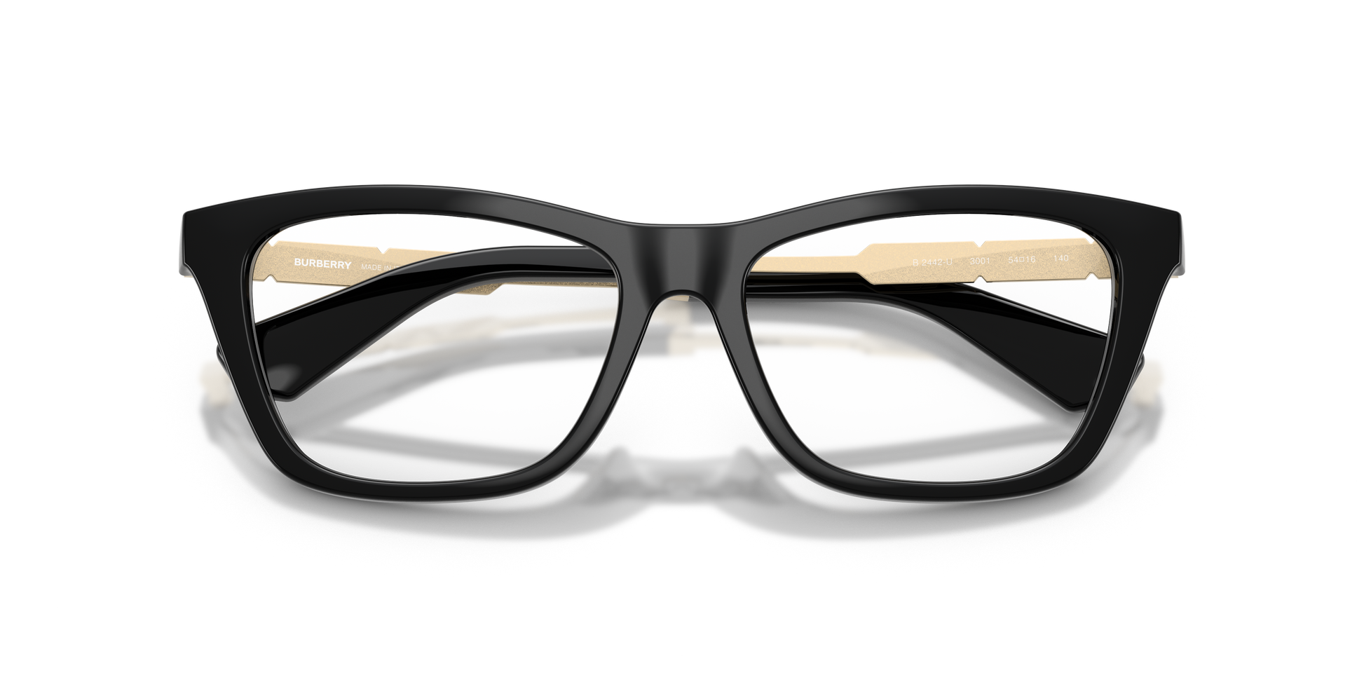Burberry BE2442 Rectangle Eyeglasses in Demo Lenses With Black Frame, detail view