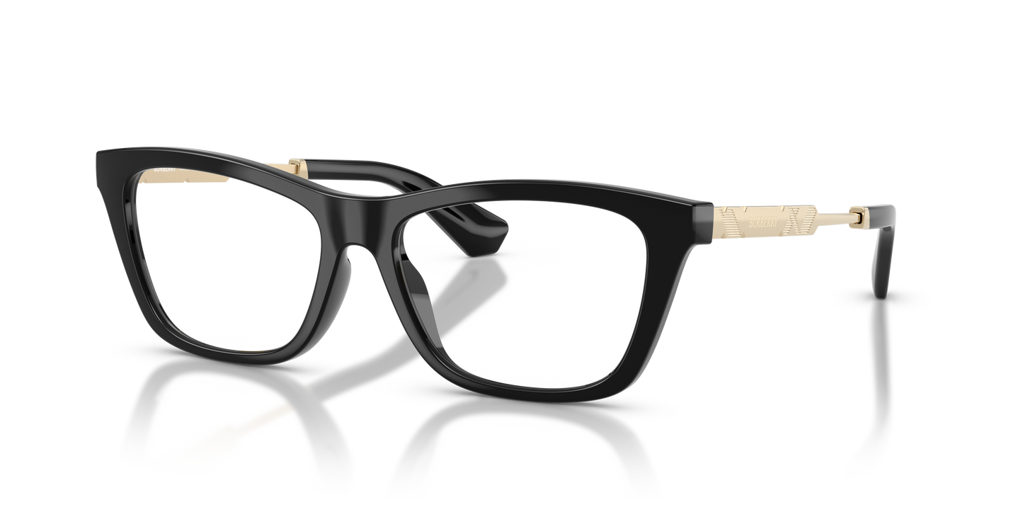 Burberry BE2442 Rectangle Eyeglasses in Demo Lenses With Black Frame, angle view