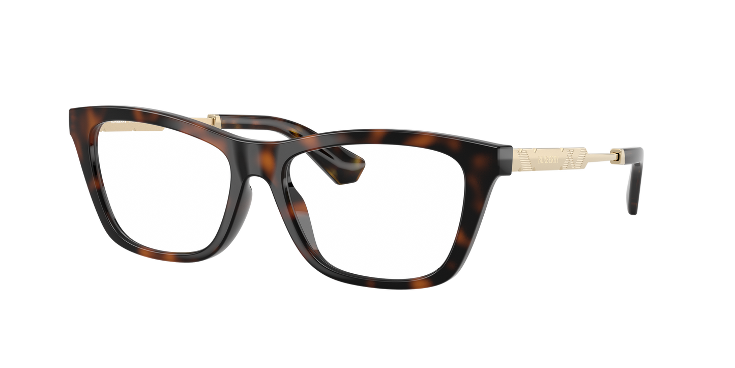 Burberry BE2442U Rectangle Eyeglasses in Clear Lenses With Havana Frame, angle view