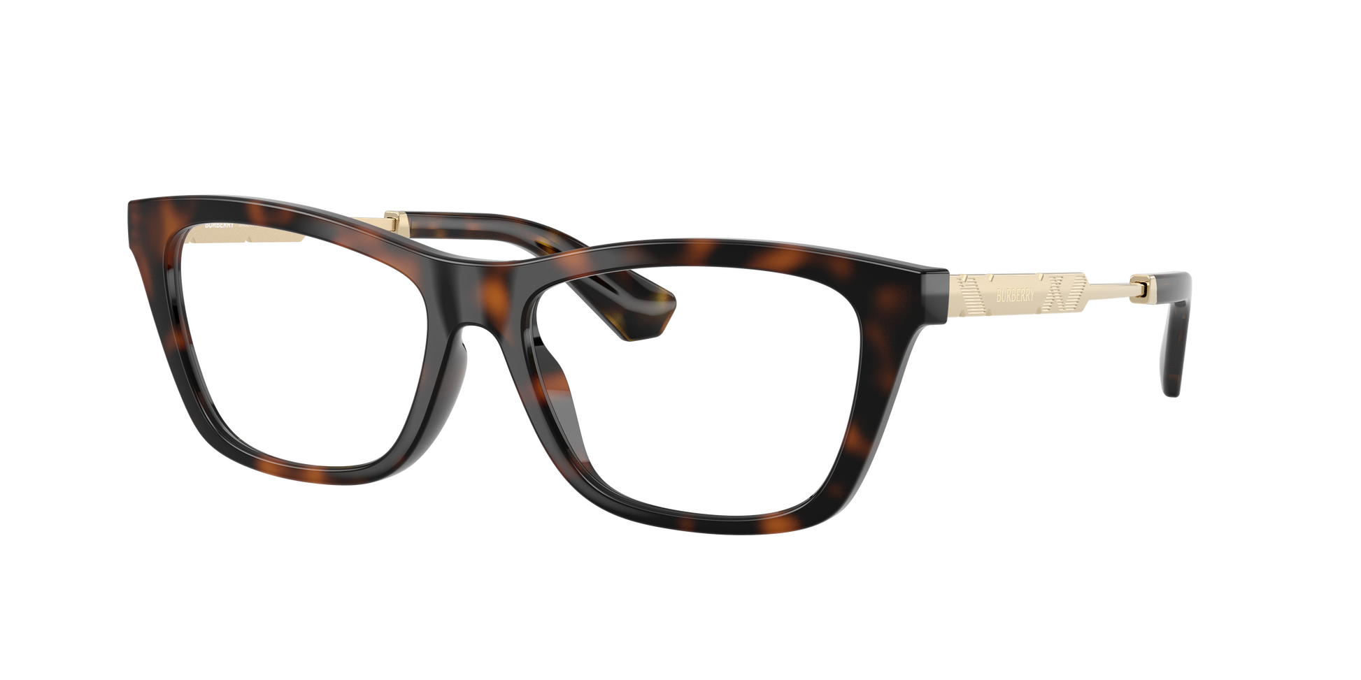 Burberry BE2442U Rectangle Eyeglasses in Clear Lenses With Havana Frame, angle view