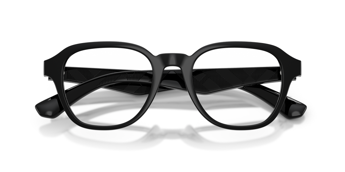 Burberry BE2444U Wayfarer Eyeglasses in Clear Lenses With Black Frame, detail view