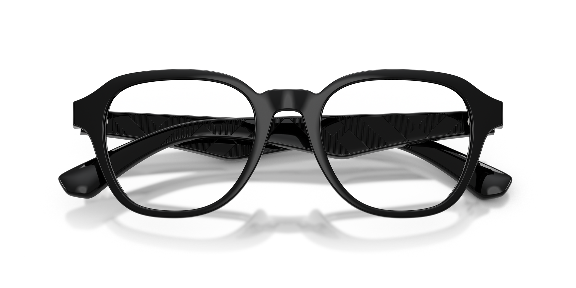 Burberry BE2444U Wayfarer Eyeglasses in Clear Lenses With Black Frame, detail view