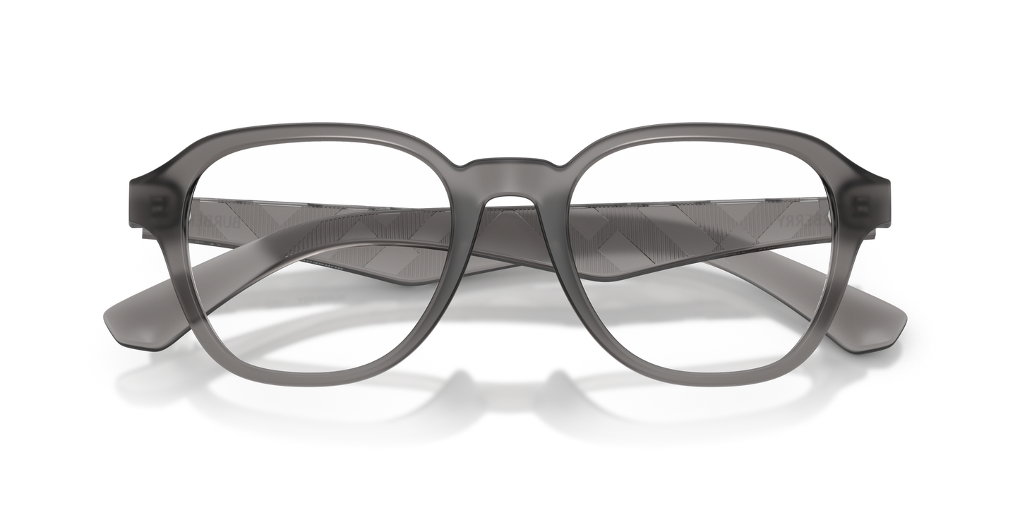 Burberry BE2444U Wayfarer Eyeglasses in Clear Lenses With Matte Grey Frame, detail view