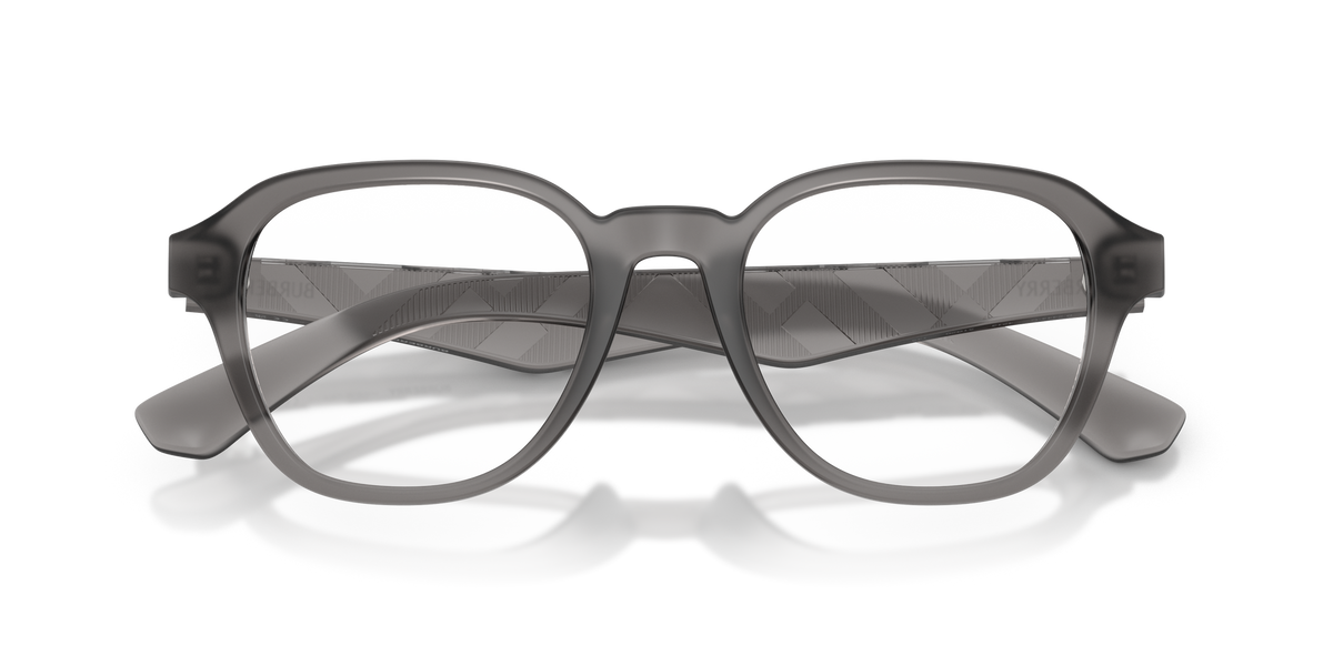 Burberry BE2444U Wayfarer Eyeglasses in Clear Lenses With Matte Grey Frame, detail view