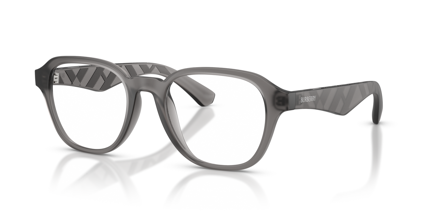 Burberry BE2444U Wayfarer Eyeglasses in Clear Lenses With Matte Grey Frame, angle view