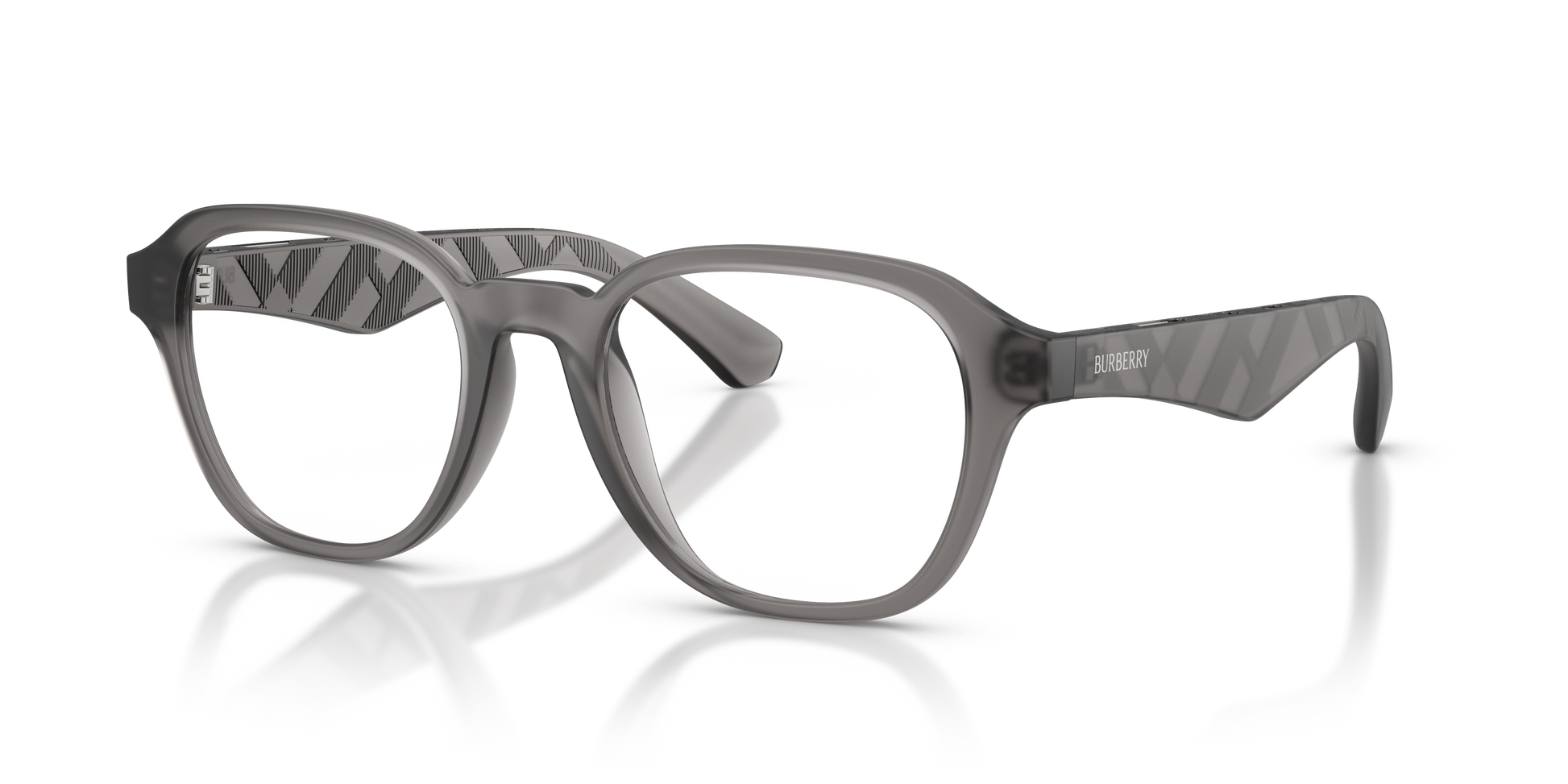 Burberry BE2444U Wayfarer Eyeglasses in Clear Lenses With Matte Grey Frame, angle view